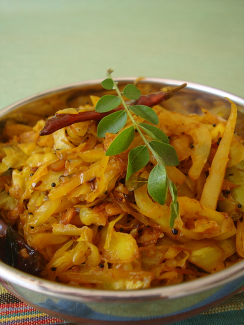Cabbage Fry Recipe-Andhra Style Recipe