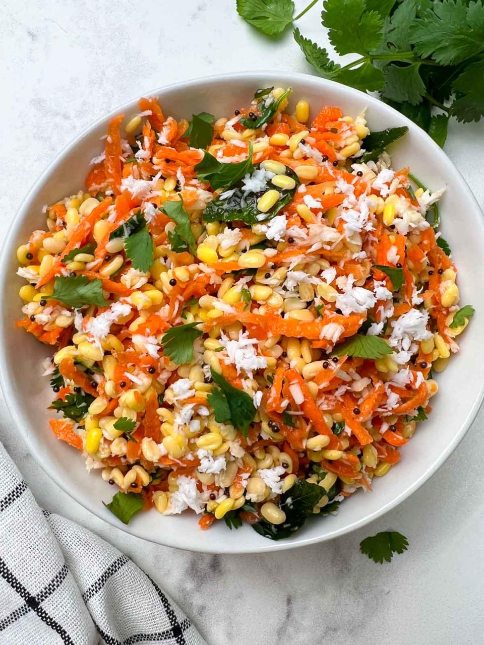 Hesarubele Carrot Kosambari Recipe - Indian Veggie Delight