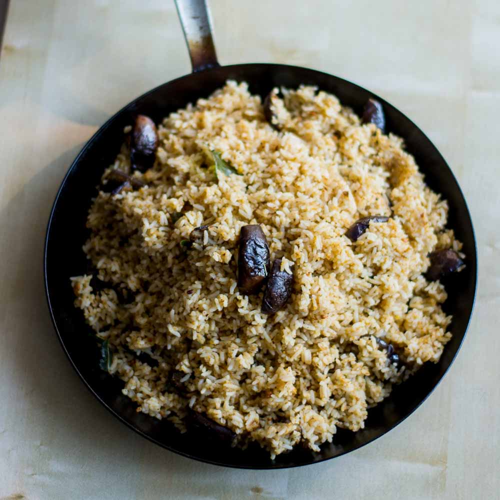 Vangi Bath, Kathirikkai Sadam, Brinjal Rice Recipe – Kannamma Cooks